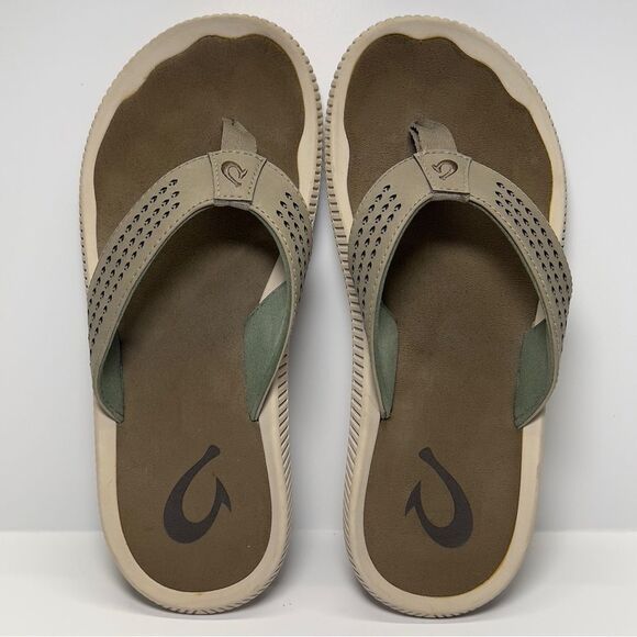 OluKai Mens Ulele Slip On Waterproof Leather Sandals in Clay Mustang M8 - Picture 5 of 9